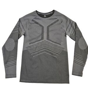 Meetyoo Men's Compression Long Sleeve Gray Shirt Body Scheme Size Small Workout